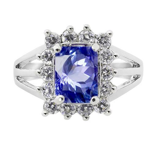 Bague Or Blanc Saphir Sri Lanka Coussin Diamants 6 Ct - HarryChadEnt.FR