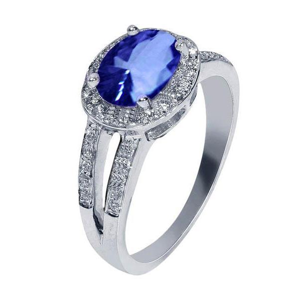 Bague Ovale Sri Lanka Saphir Diamants Ronds 3.51 Carat - HarryChadEnt.FR