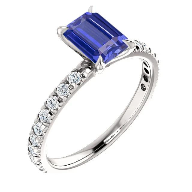 Bague Pierre Gemme Emeraude Saphir Sertie Diamants 3.50 Carats - HarryChadEnt.FR