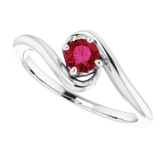 Bague Pierre Rubis Solitaire 1 Carat Or Blanc 14K - HarryChadEnt.FR