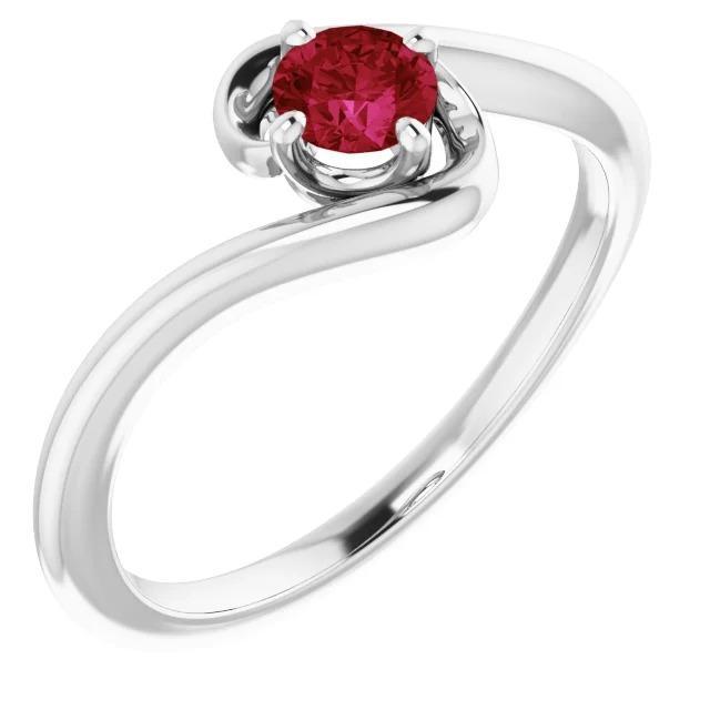 Bague Pierre Rubis Solitaire 1 Carat Or Blanc 14K - HarryChadEnt.FR