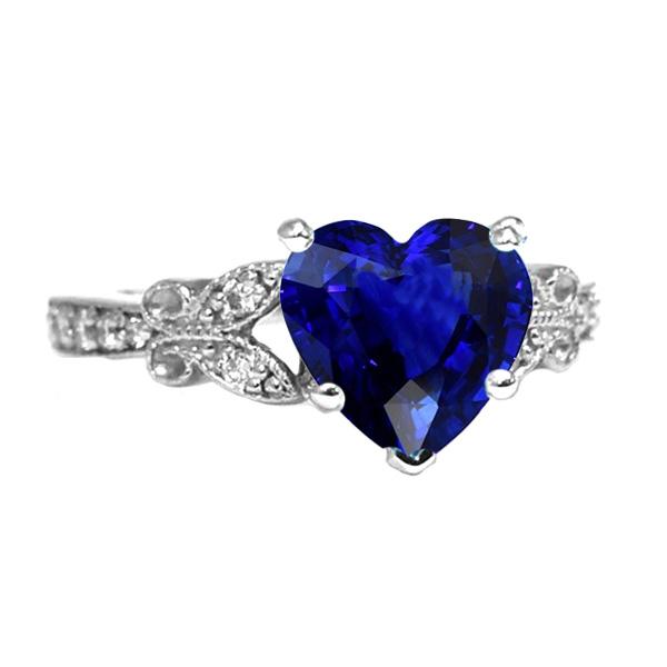 Bague Pierres Précieuses Coupe Coeur Saphir Sri Lankais Style Papillon 3 Carats - HarryChadEnt.FR