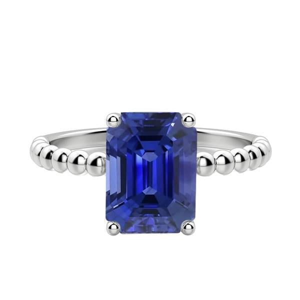 Bague Pierres Précieuses Emeraude Ceylan Saphir Perlé Style 3 Carats - HarryChadEnt.FR