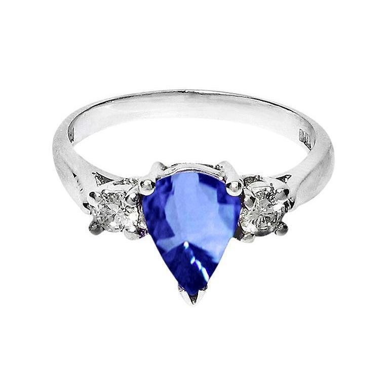 Bague Poire Ceylan Saphir Diamant Or Blanc 4.21 Ct Bijoux - HarryChadEnt.FR