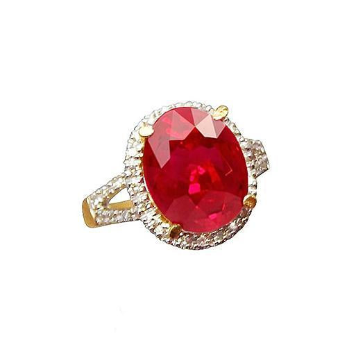 Bague Rubis 6.50 Carats Et Diamants Haute Joaillerie Or Jaune 14K - HarryChadEnt.FR