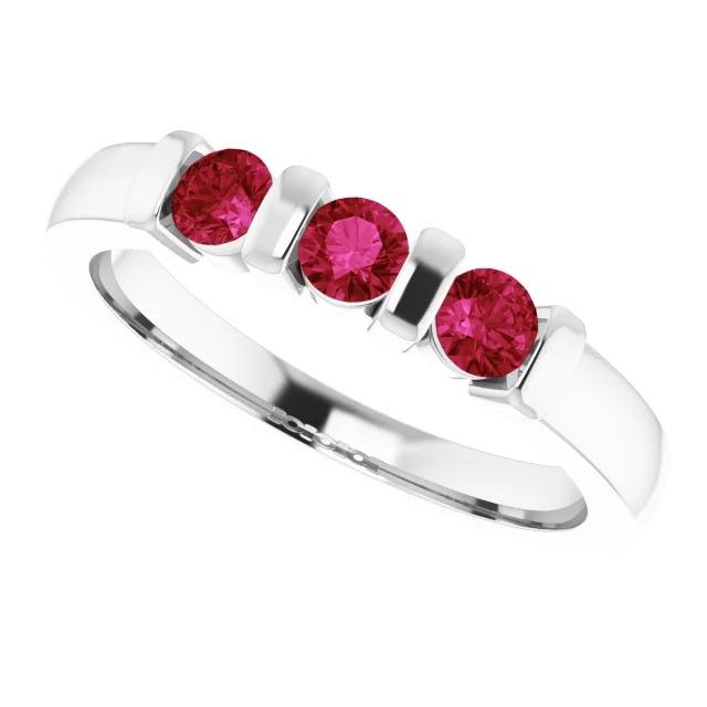 Bague Rubis Birmanie Trois Pierres 0.90 Carats Bar Sertissage Bijoux Nouveau - HarryChadEnt.FR