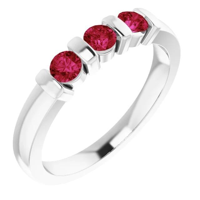 Bague Rubis Birmanie Trois Pierres 0.90 Carats Bar Sertissage Bijoux Nouveau - HarryChadEnt.FR