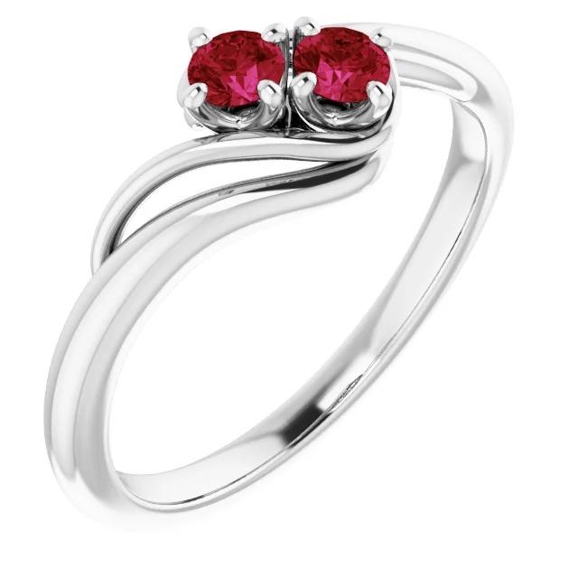 Bague Rubis Deux Pierres 1 Carat Or Blanc 14K - HarryChadEnt.FR