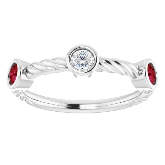 naturel round rubis 0.90carats bague vue de face