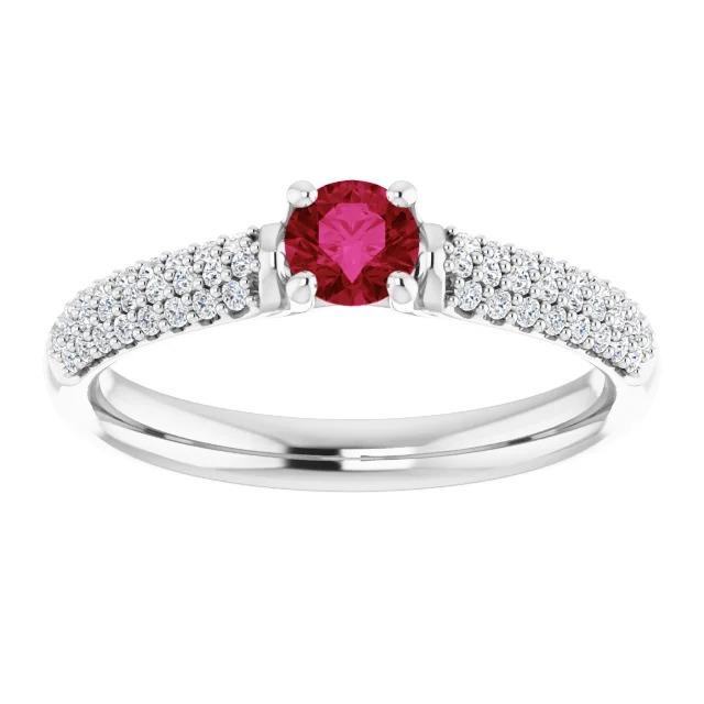 Bague Rubis Diamant Pavé 2 Carats Or Blanc 14K - HarryChadEnt.FR