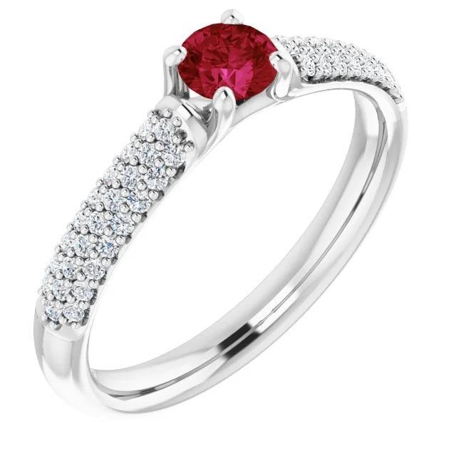 Bague Rubis Diamant Pavé 2 Carats Or Blanc 14K - HarryChadEnt.FR