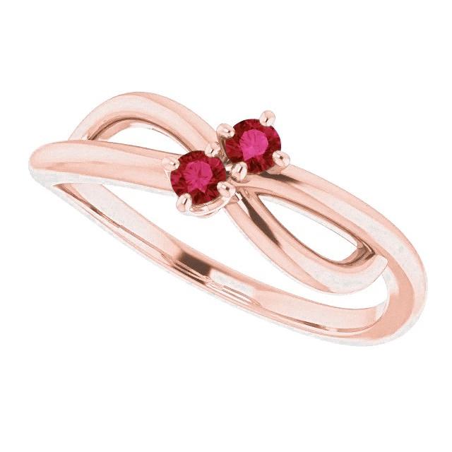 Bague Rubis Or Rose 0.20 Carats Infini Twist Style U Prong - HarryChadEnt.FR