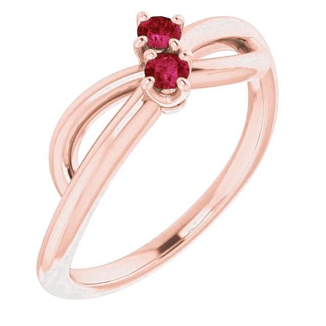Bague Rubis Or Rose 0.20 Carats Infini Twist Style U Prong - HarryChadEnt.FR