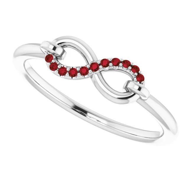 Bague Rubis Rond Infinity 1 Carat Or Blanc 14K - HarryChadEnt.FR
