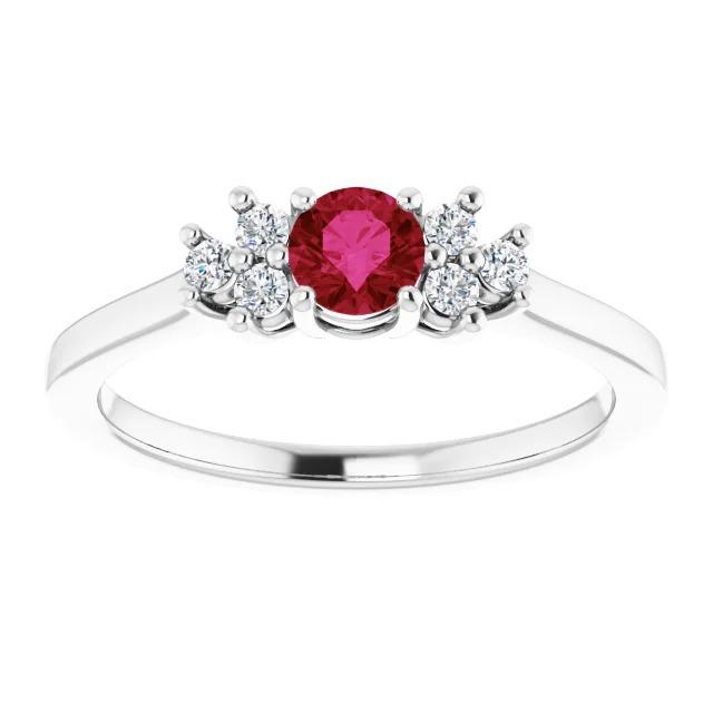 Bague Rubis Rond Rouge Et Diamant 1.50 Carats - HarryChadEnt.FR