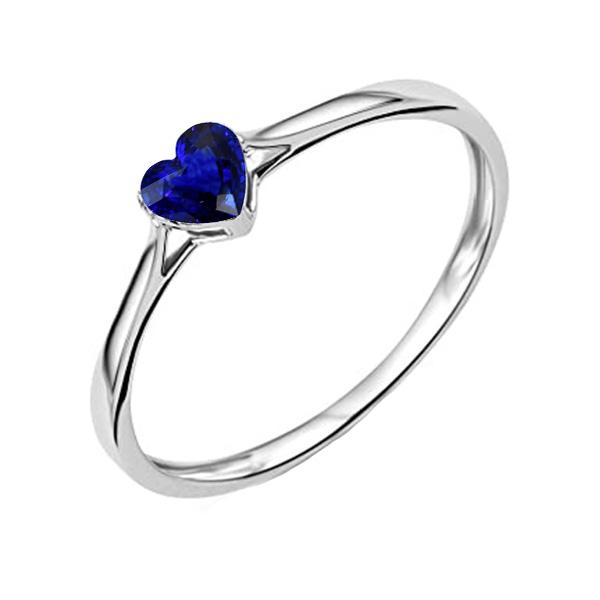 Bague Saphir Bleu Naturel Solitaire Coeur Or 1 Carat - HarryChadEnt.FR
