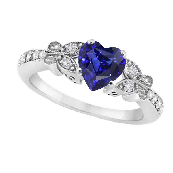 Bague Saphir Bleu en Forme de Coeur Diamant 2.50 Carats Style Papillon - HarryChadEnt.FR