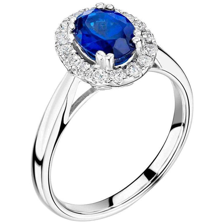 Bague Saphir Ceylan 2.65 Carats Avec Diamants Or Blanc 14K - HarryChadEnt.FR