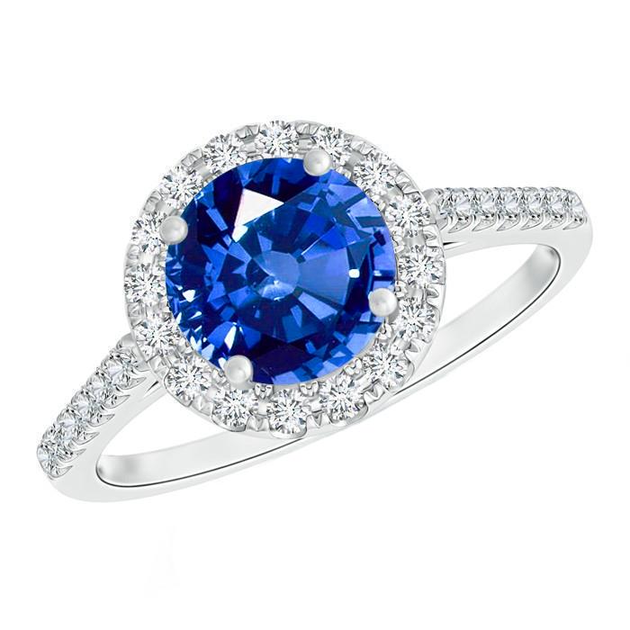 Bague Saphir Ceylan 4 Ct Et Diamants Or Blanc 14K - HarryChadEnt.FR