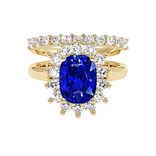 Bague Saphir Ceylan En Or Jaune Sertie De Diamants 7.50 Carats - HarryChadEnt.FR