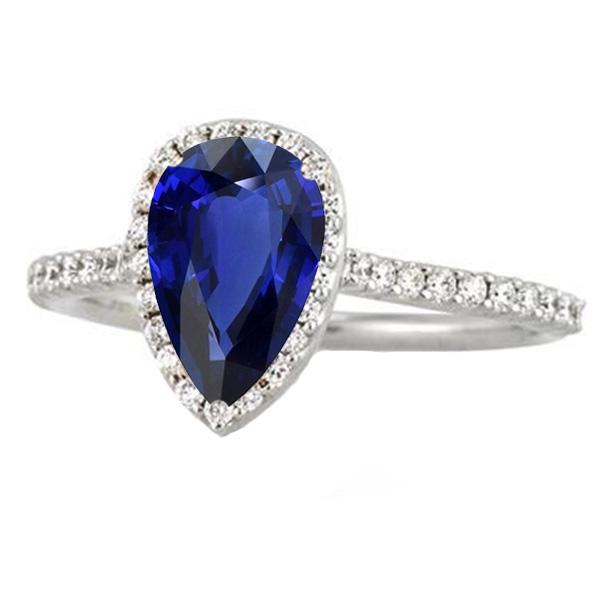 Bague Saphir Ceylan Halo En Or Blanc Avec Diamants Accentués 4 Carats - HarryChadEnt.FR