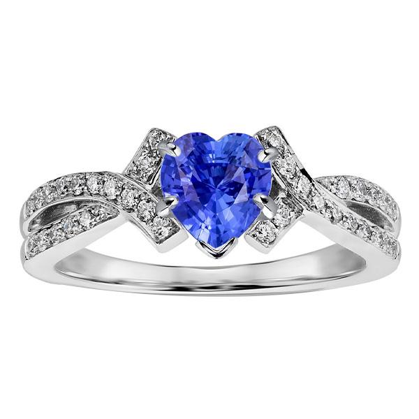 Bague Saphir Diamant Taille Coeur Bijoux Tige Torsadée 2.50 Carats - HarryChadEnt.FR