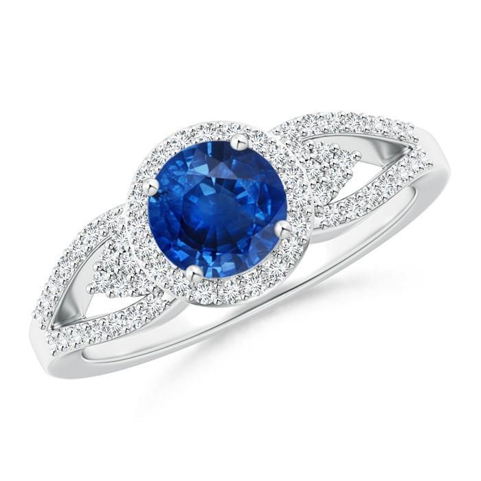 Bague Saphir Et Diamants Taille Ronde 2.64 Ct Or Blanc - HarryChadEnt.FR