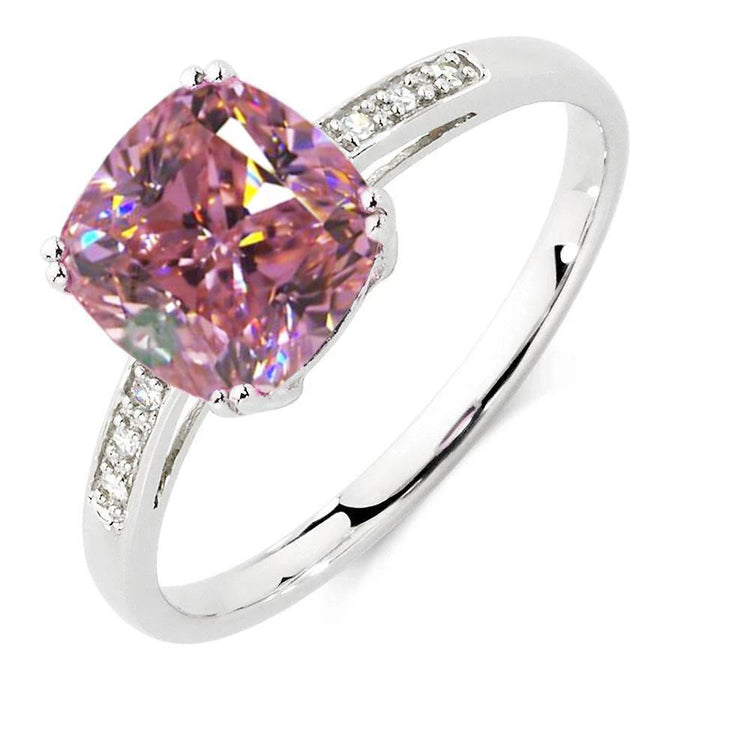 Bague Saphir Rose Et Diamant 2.25 Carats Or Blanc 14K - HarryChadEnt.FR