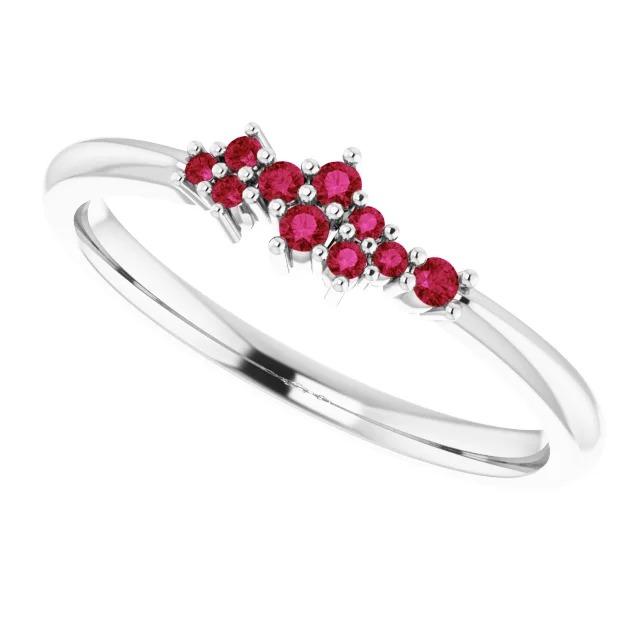 Bague Serti Griffe Pierres Rubis Or Blanc 14K 1 Carat - HarryChadEnt.FR