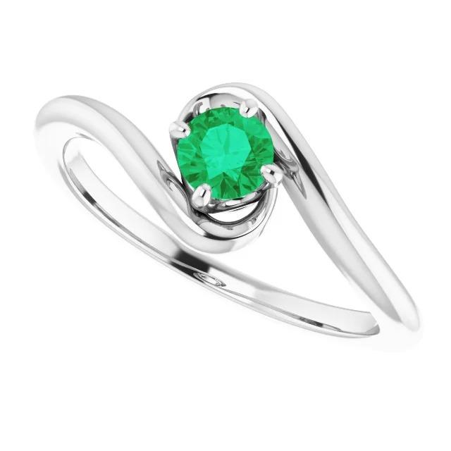 Bague Solitaire 1.50 Carats Columbian Vert Emeraude Style Torsadé - HarryChadEnt.FR