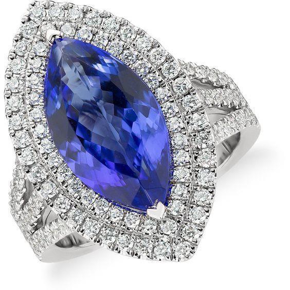 Bague Solitaire 21.25 Ct Avec Accent Tanzanite Avec Diamants Or 14K - HarryChadEnt.FR