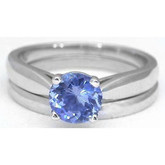 Bague Solitaire 3 Carat Ceylan Saphir Set 14K Nouveau - HarryChadEnt.FR