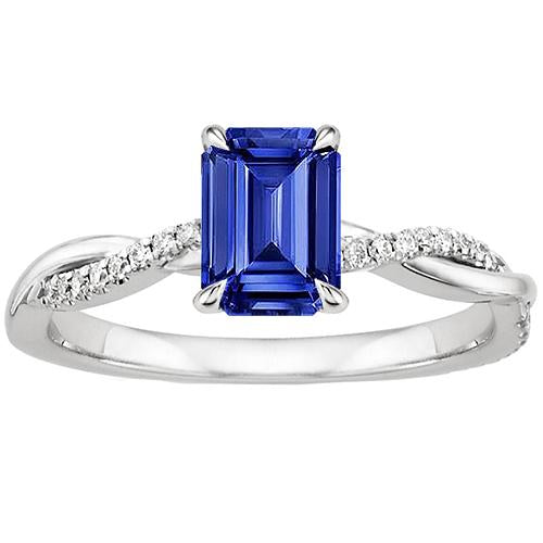 Bague Solitaire Accents Saphir du Sri Lanka & Diamant 3.50 Carats - HarryChadEnt.FR