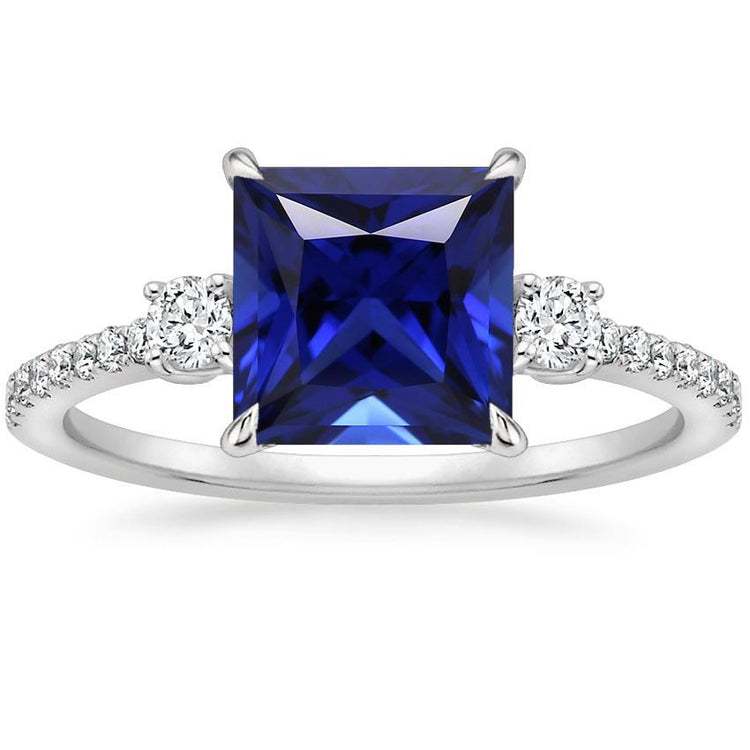 Bague Solitaire Accents Saphir du Sri Lanka et Diamant 5.5 Carats - HarryChadEnt.FR