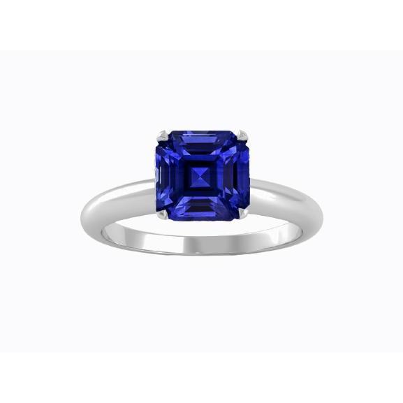 naturel asscher saphir 1.50carats bague vue de face