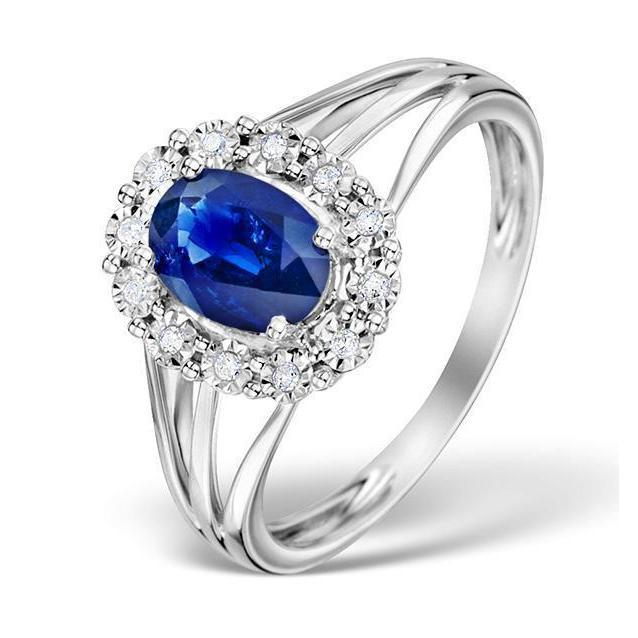 Bague Solitaire Avec Accent 2.40 Carats Saphir Ceylan Avec Diamants - HarryChadEnt.FR