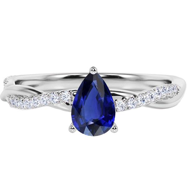Bague Solitaire Avec Accents Ceylan Saphir 2.50 Carats Style Twist - HarryChadEnt.FR