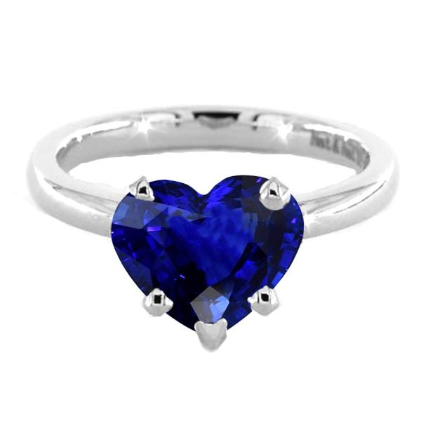 Bague Solitaire Coeur Saphir Bleu 2 Carats Or 14K - HarryChadEnt.FR