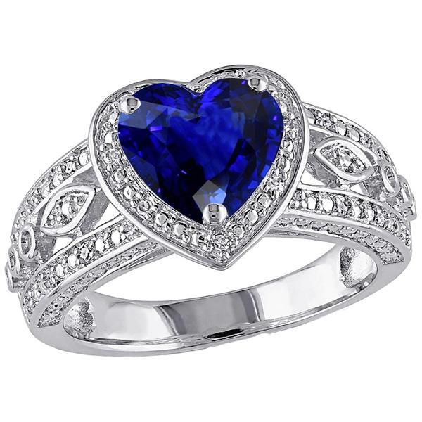 Bague Solitaire Coeur Saphir Bleu Foncé Style Vintage 2 Carats - HarryChadEnt.FR