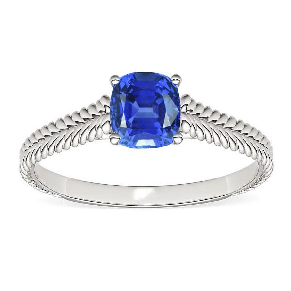 Bague Solitaire Coussin Srilanka Saphir 1.50 Carats Double Corde Style - HarryChadEnt.FR