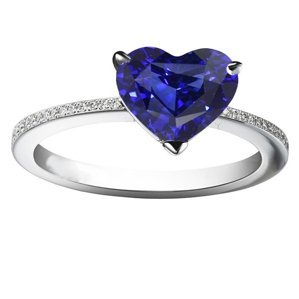 Bague Solitaire Diamant Accents Coeur Saphir Sri Lankais 3 Carats - HarryChadEnt.FR