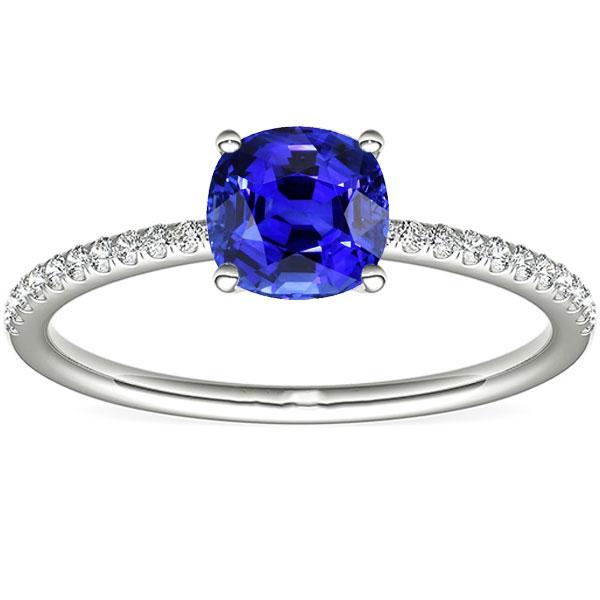 Bague Solitaire Diamant Accents Coussin Forme Saphir Ceylan 3 Carats - HarryChadEnt.FR
