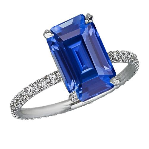 Bague Solitaire Diamant Accents Emeraude Saphir Sri Lankais 4.50 Carats - HarryChadEnt.FR