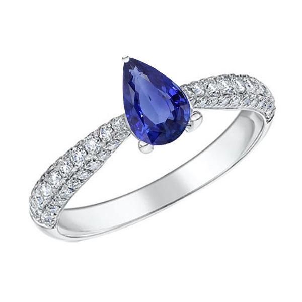 Bague Solitaire Diamant Accents Poire Saphir Ceylan 2.50 Carats - HarryChadEnt.FR