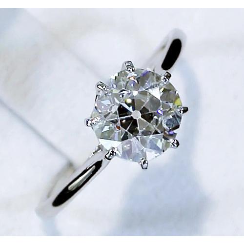 Bague Solitaire Diamant ancienne mine Cut 2 Carats Classique Or Blanc 14K - HarryChadEnt.FR