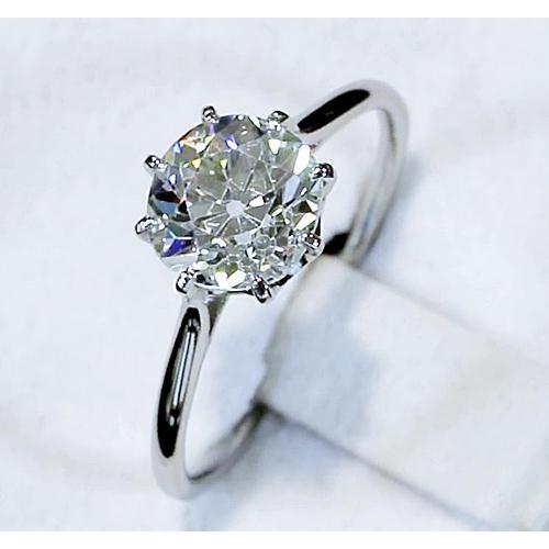 Bague Solitaire Diamant ancienne mine Cut 2 Carats Classique Or Blanc 14K - HarryChadEnt.FR
