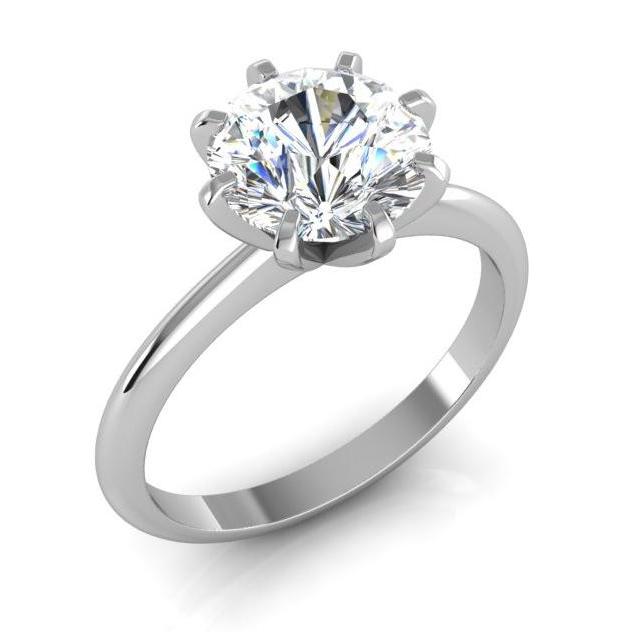 Bague Solitaire Diamant ancienne mine Cut 2 Carats Classique Or Blanc 14K - HarryChadEnt.FR