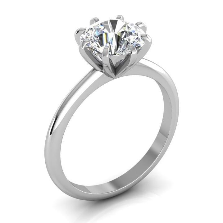 Bague Solitaire Diamant ancienne mine Cut 2 Carats Classique Or Blanc 14K - HarryChadEnt.FR