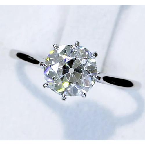 Bague Solitaire Diamant ancienne mine Cut 2 Carats Classique Or Blanc 14K - HarryChadEnt.FR
