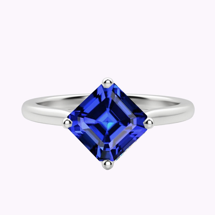 Bague Solitaire Femme Asscher Ceylan Saphir Gemme 2.50 Carats - HarryChadEnt.FR